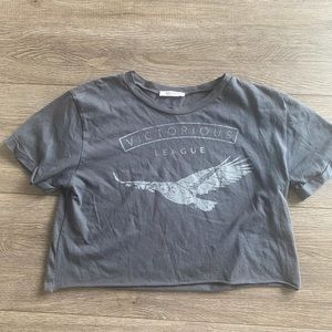 ZARA TRAFALUC GRAY CROPPED TEE SHIRT MEDIUM